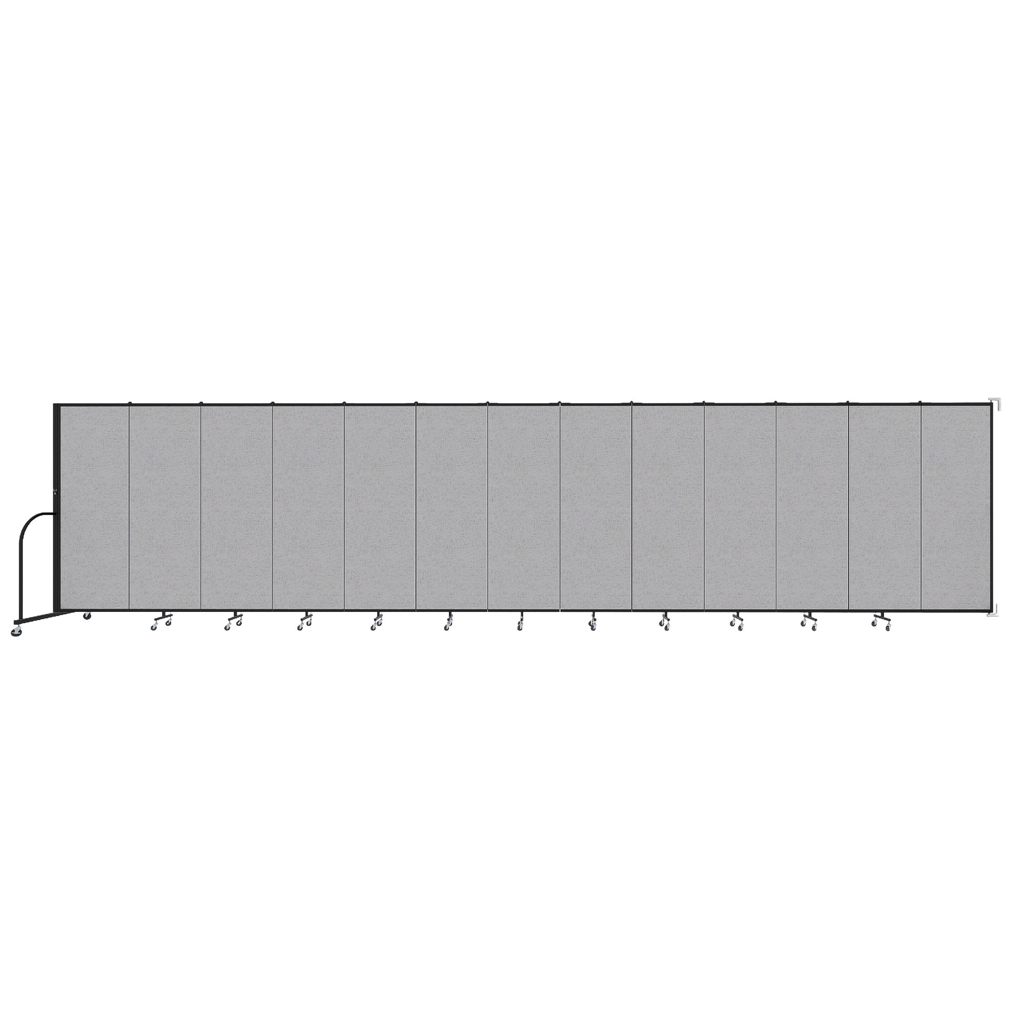 Wallmount Room Divider - 6'H x 23' 10" - 13 Panel, Gray Smoke, Fabric