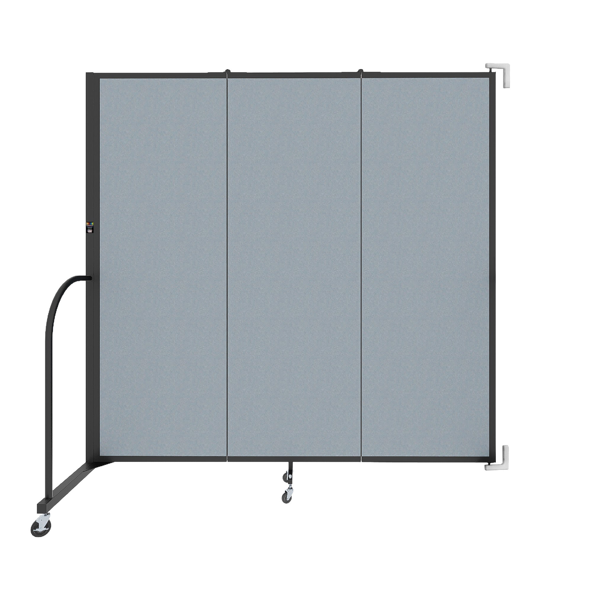 Wallmount Room Divider - 6'H x 5' 6"L - 3 Panel, Summer Blue, Fabric