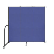 Wallmount Room Divider - 6'H x 5' 6"L - 3 Panel, Royal Blue, Fabric