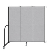 Wallmount Room Divider - 6'H x 5' 6"L - 3 Panel, Gray Smoke, Fabric
