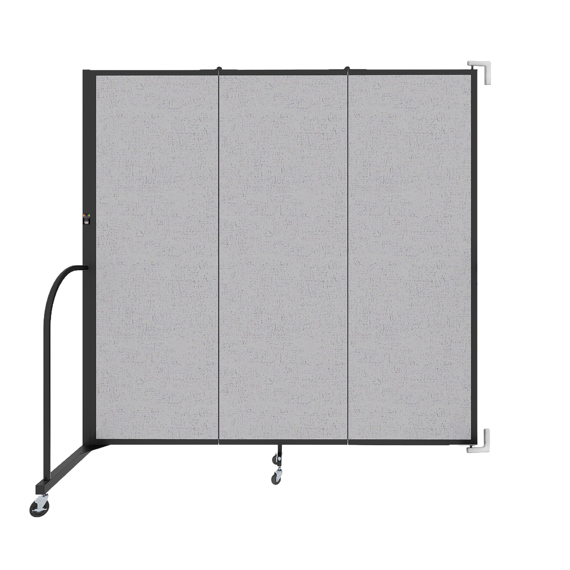 Wallmount Room Divider - 6'H x 5' 6"L - 3 Panel, Gray Smoke, Fabric