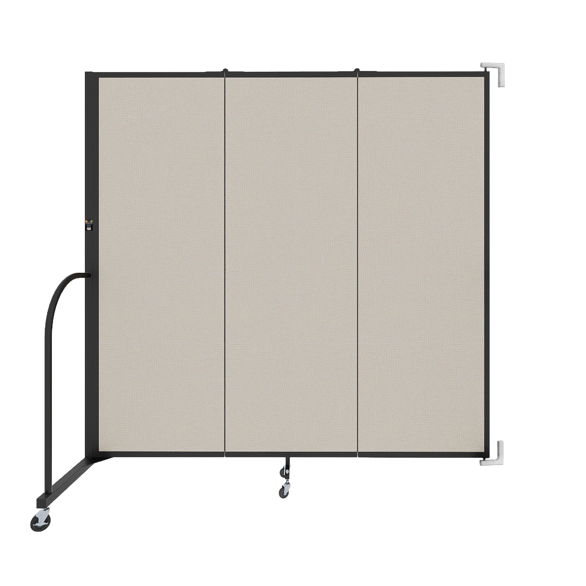 Wallmount Room Divider - 6'H x 5' 6"L - 3 Panel, Sand, Fabric