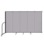 Wallmount Room Divider - 6'H x 9' 2"L - 5 Panel, Select Gray, Fabric