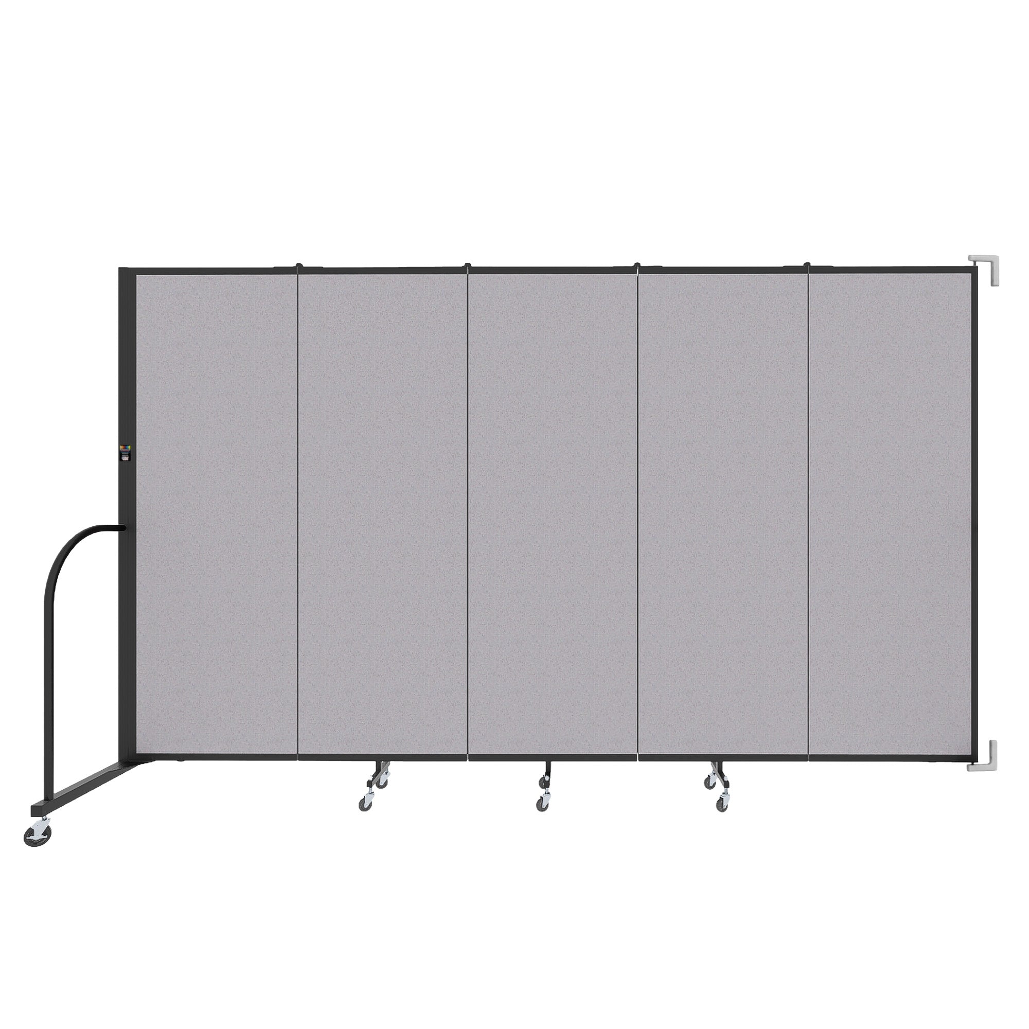 Wallmount Room Divider - 6'H x 9' 2"L - 5 Panel, Select Gray, Fabric