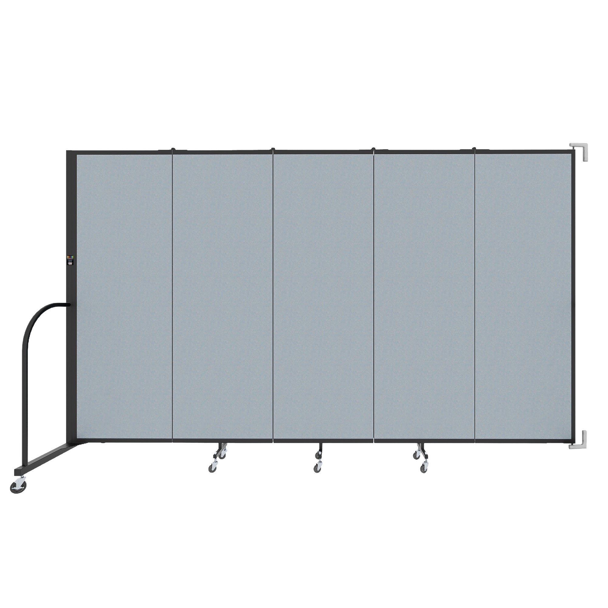 Wallmount Room Divider - 6'H x 9' 2"L - 5 Panel, Summer Blue, Fabric