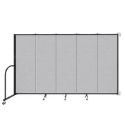 Wallmount Room Divider - 6'H x 9' 2"L - 5 Panel, Gray Smoke, Fabric