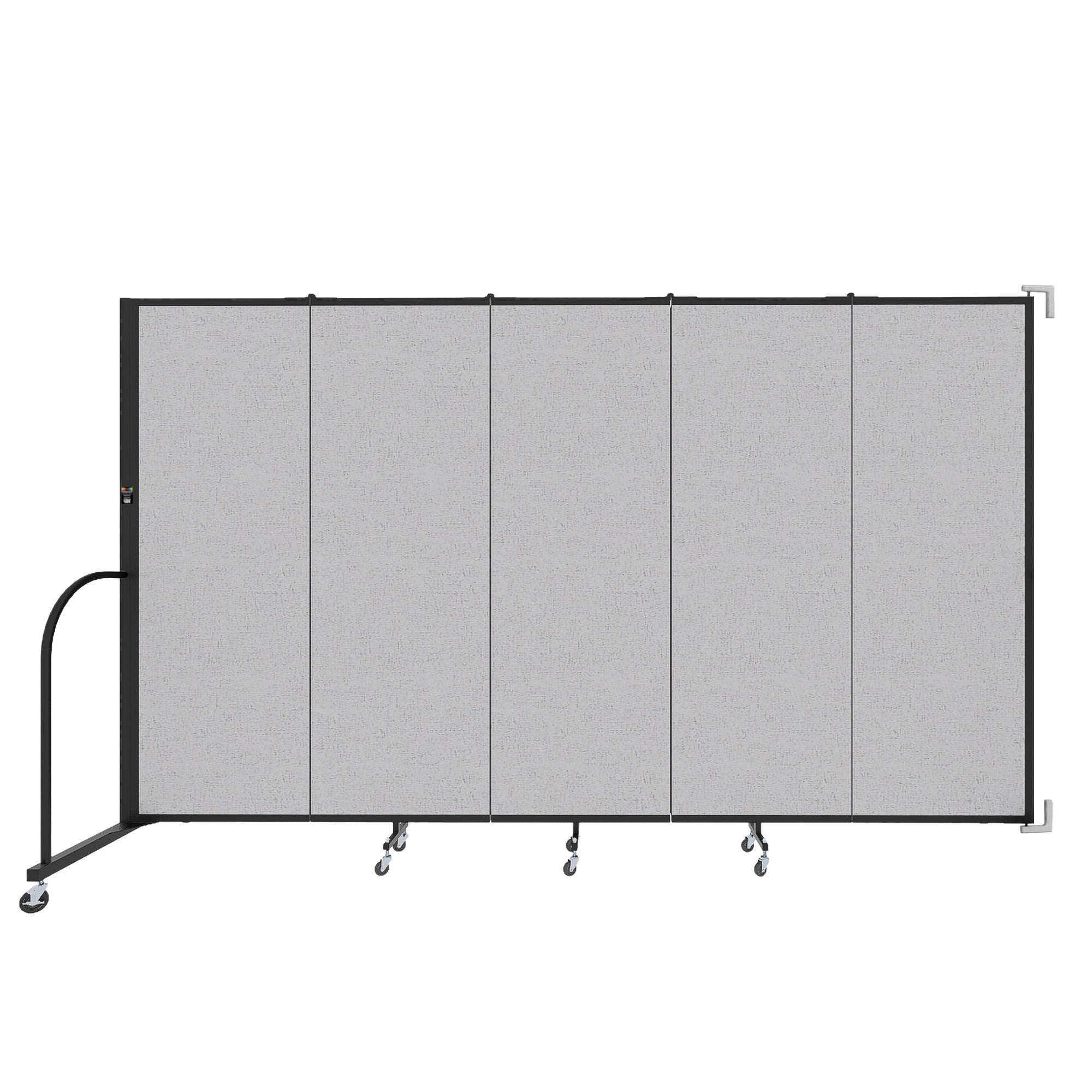 Wallmount Room Divider - 6'H x 9' 2"L - 5 Panel, Gray Smoke, Fabric