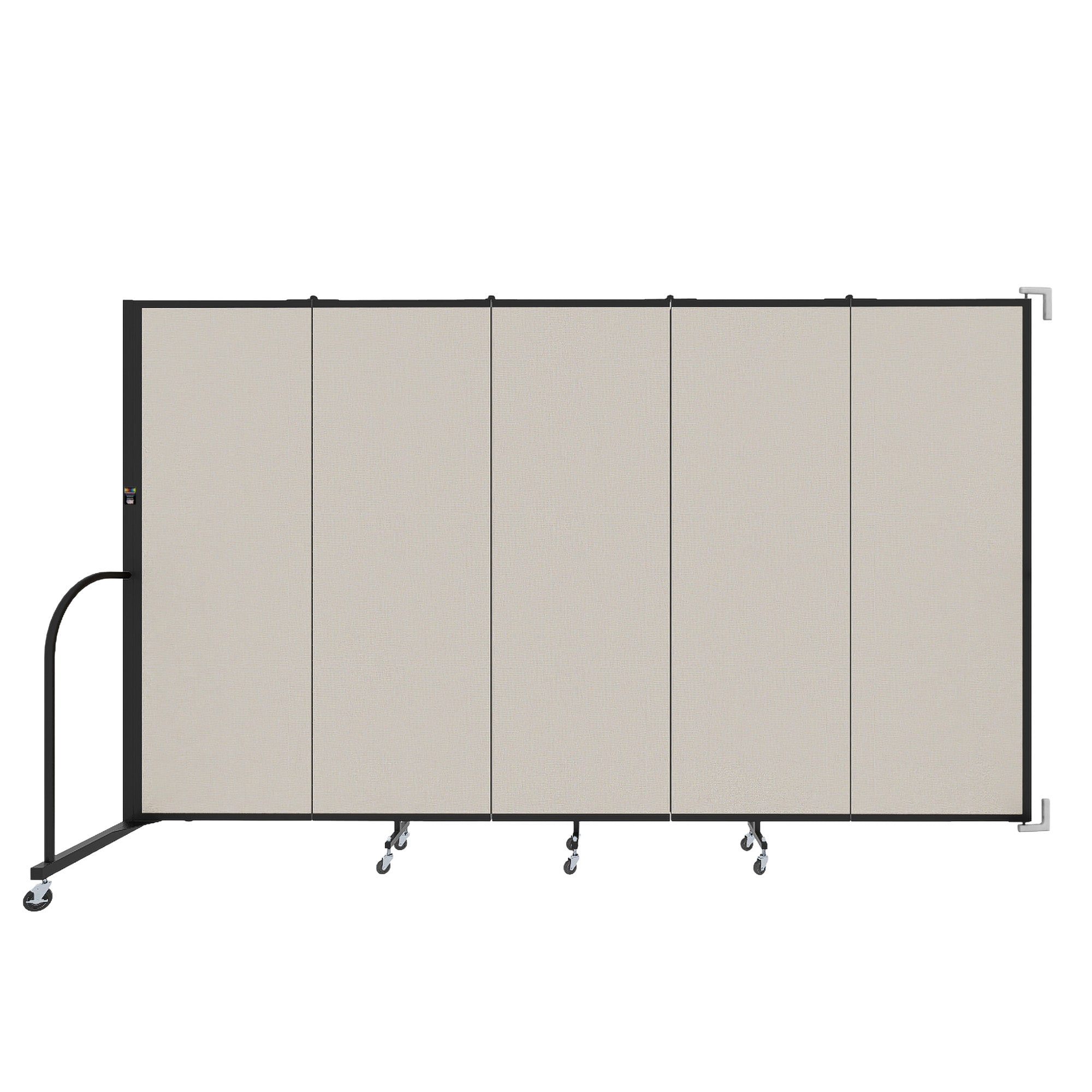 Wallmount Room Divider - 6'H x 9' 2"L - 5 Panel, Sand, Fabric