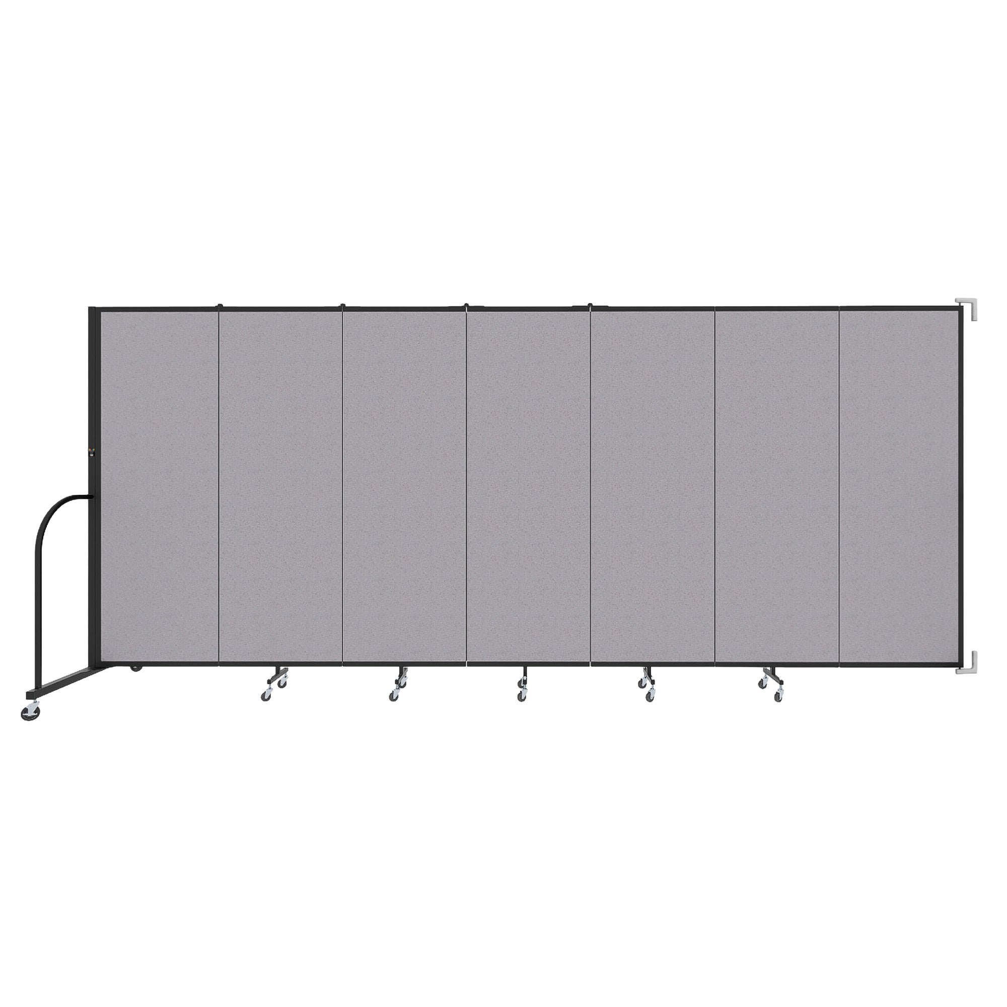 Wallmount Room Divider - 6'H x 12' 10"L - 7 Panel, Select Gray, Fabric