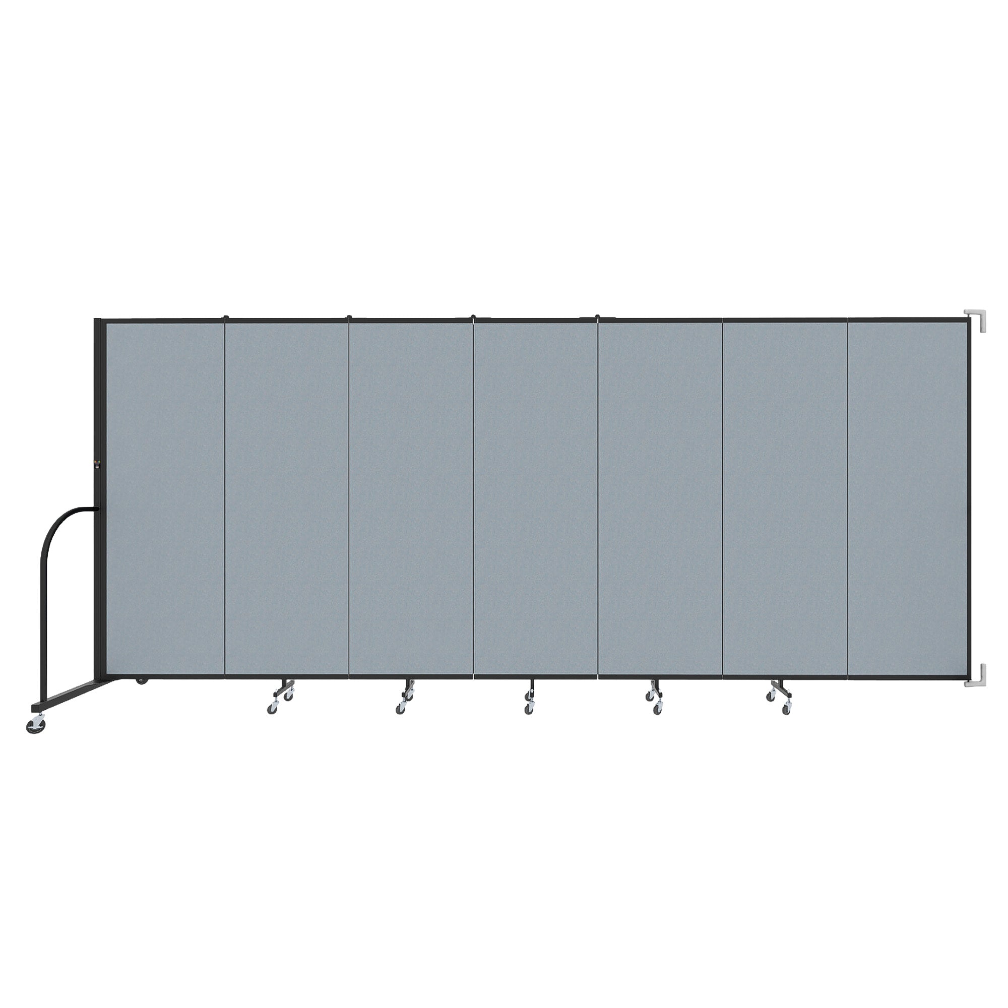 Wallmount Room Divider - 6'H x 12' 10"L - 7 Panel, Summer Blue, Fabric