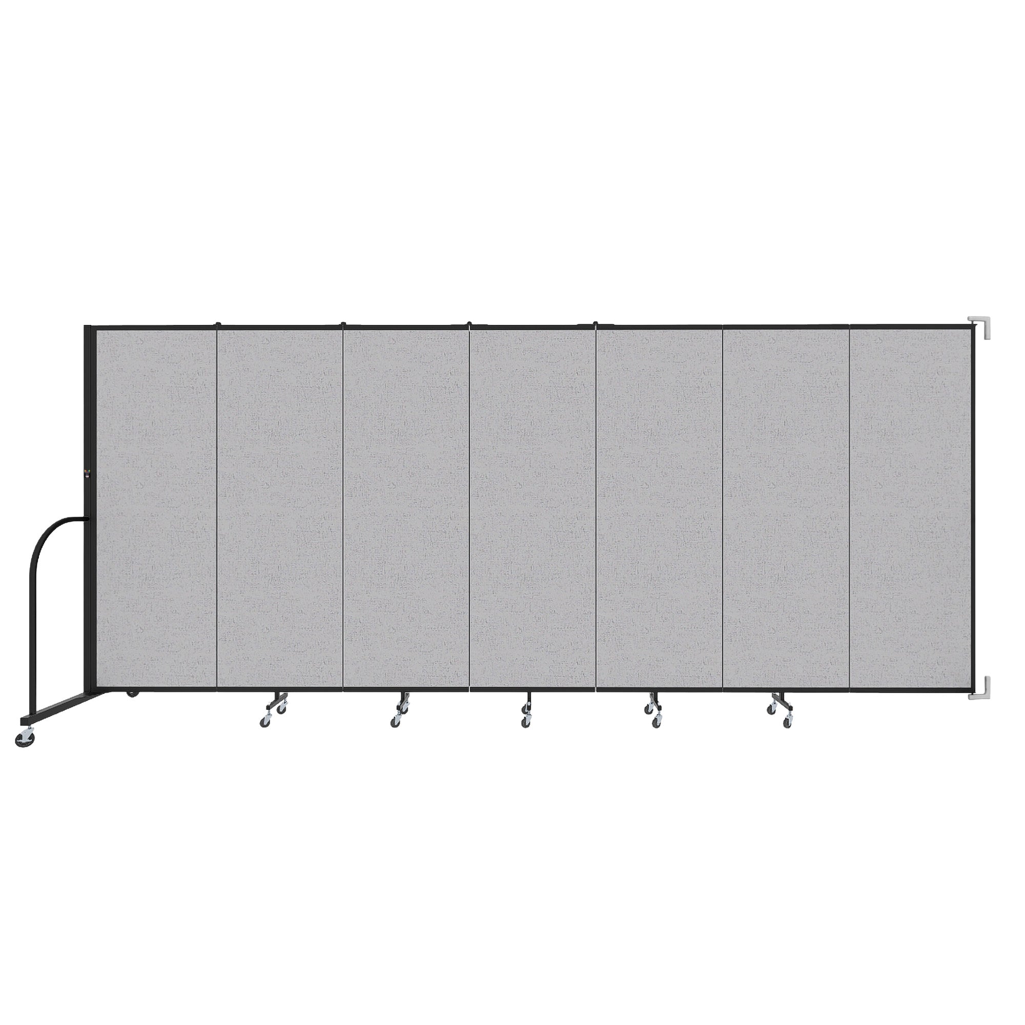 Wallmount Room Divider - 6'H x 12' 10"L - 7 Panel, Gray Smoke, Fabric