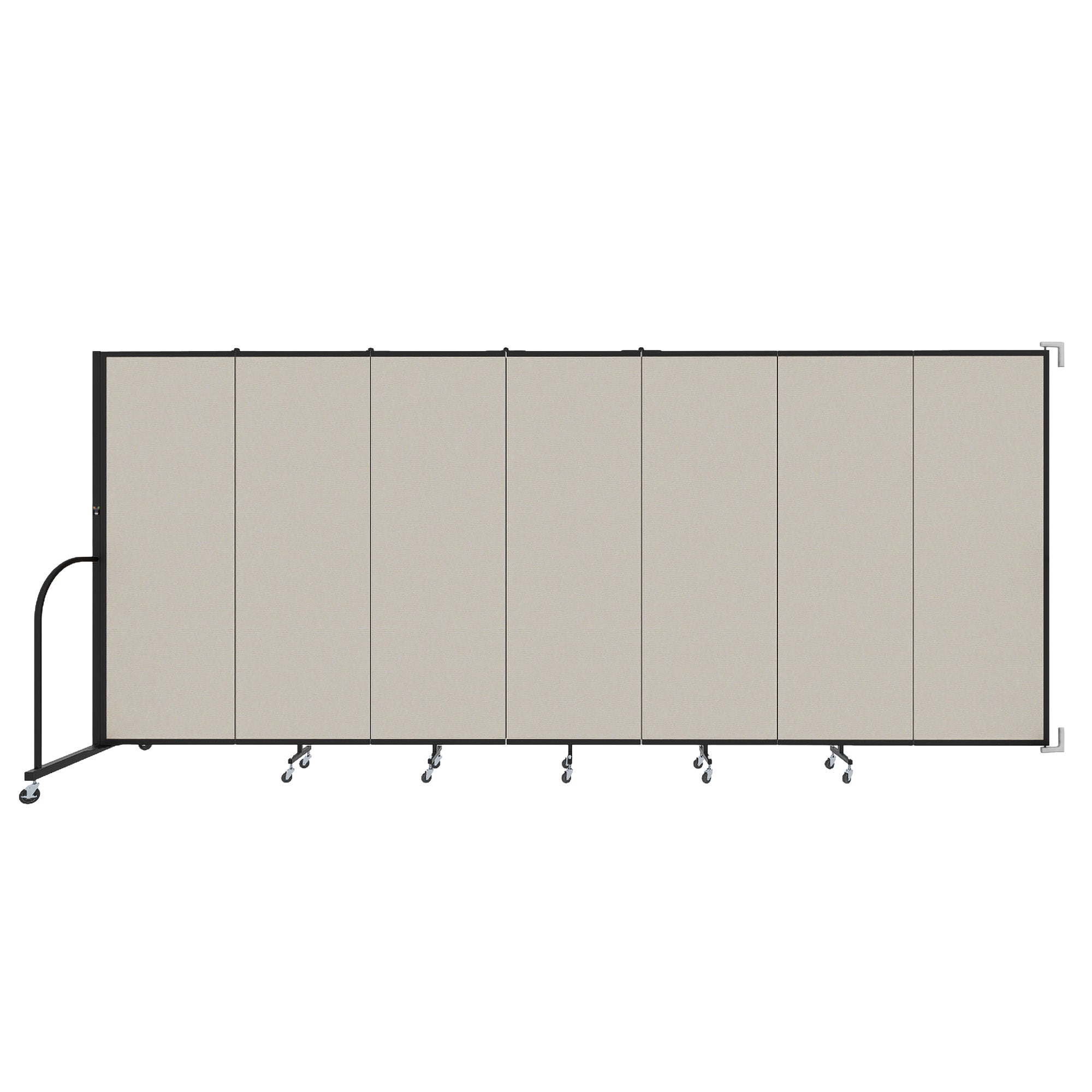 Wallmount Room Divider - 6'H x 12' 10"L - 7 Panel, Sand, Fabric