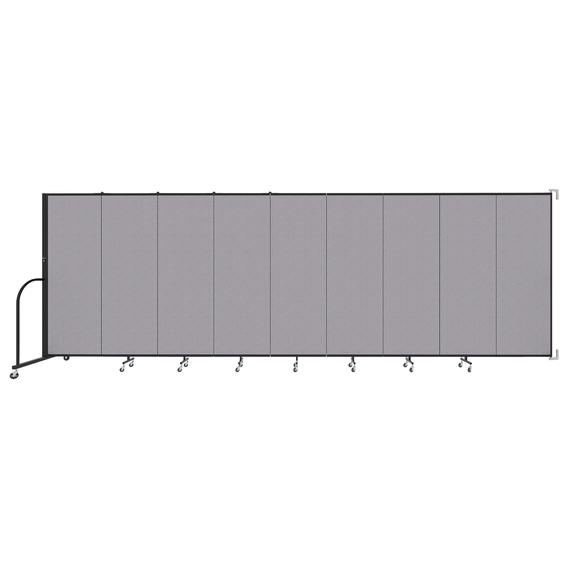 Wallmount Room Divider - 6'H x 16' 6"L - 9 Panel, Select Gray, Fabric