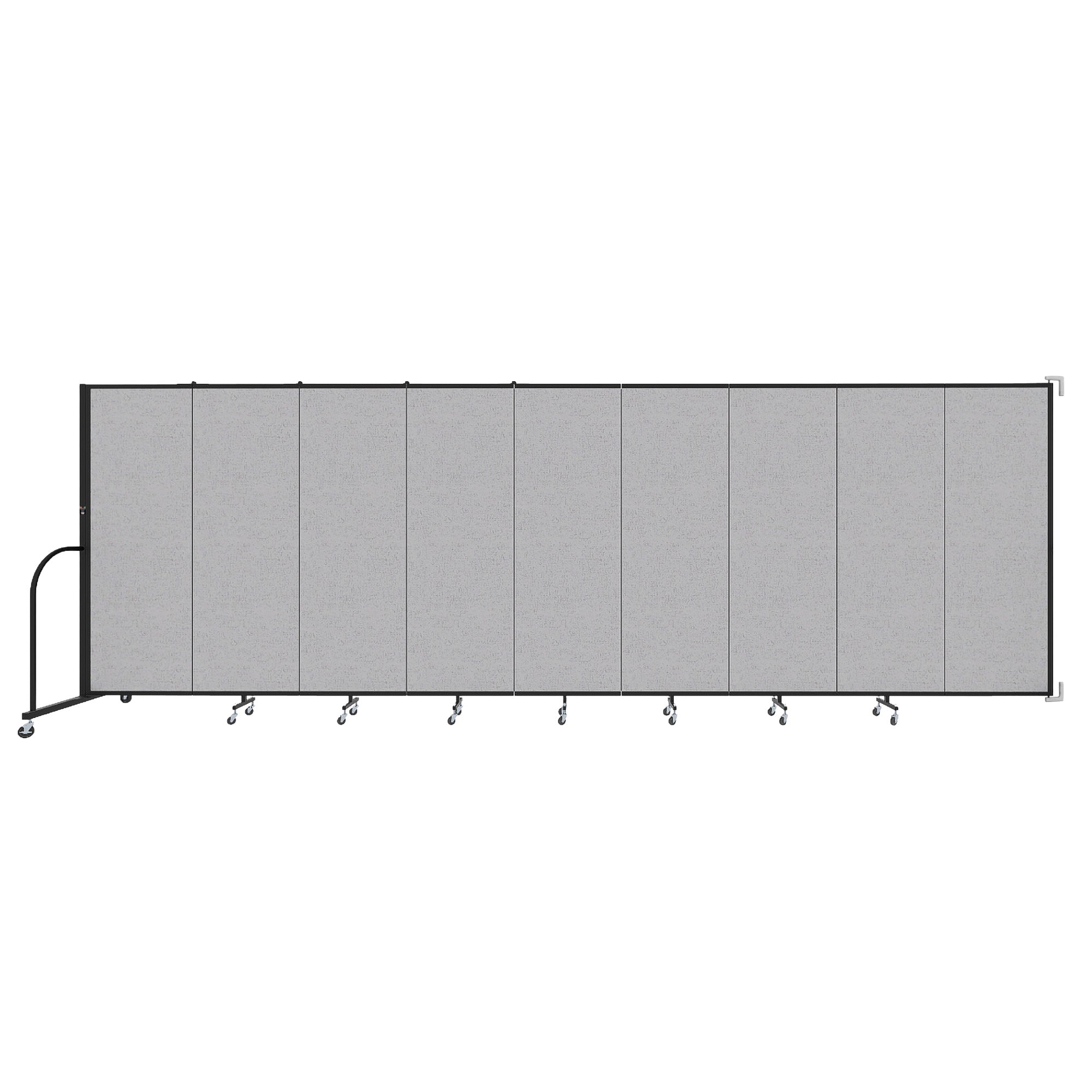 Wallmount Room Divider - 6'H x 16' 6"L - 9 Panel, Gray Smoke, Fabric