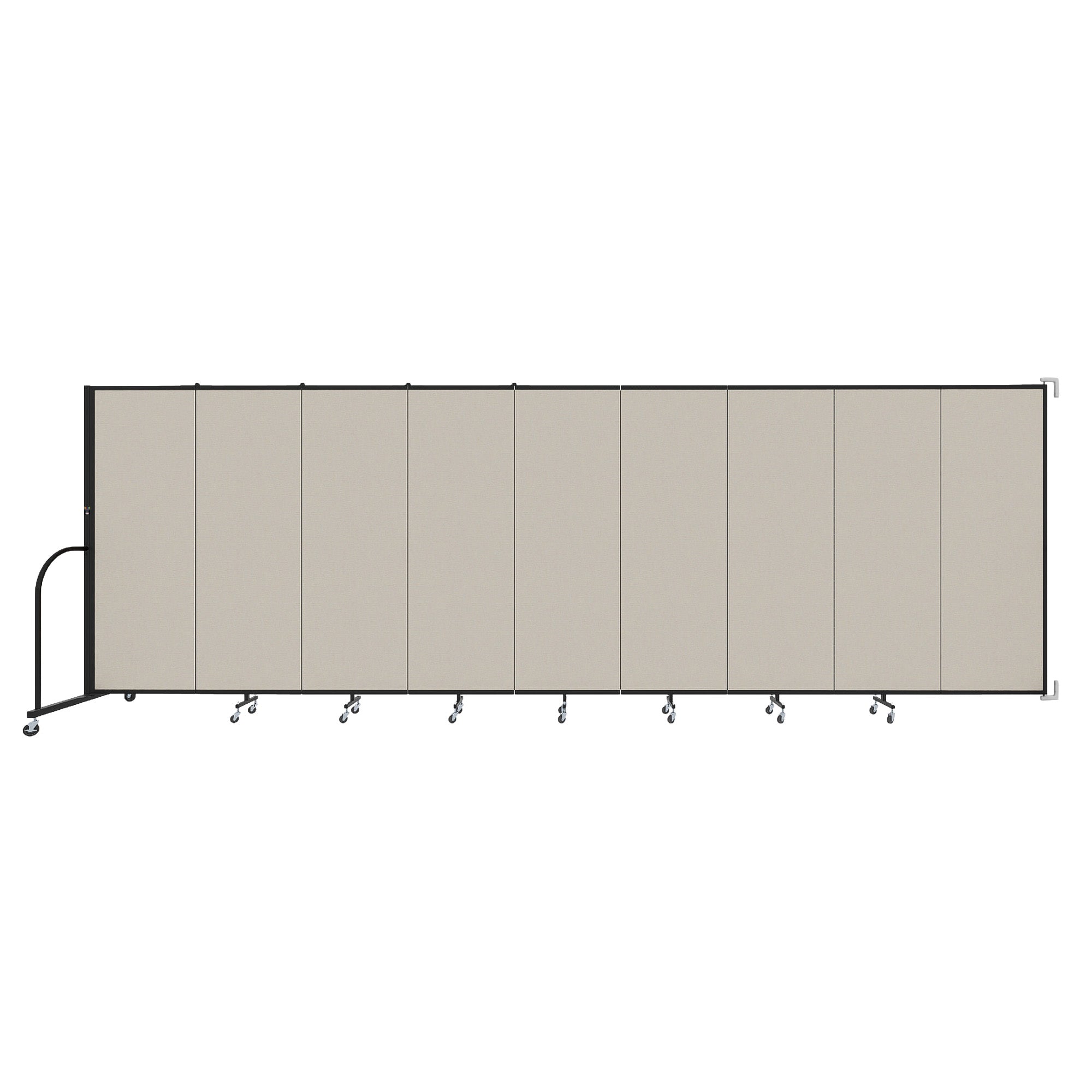 Wallmount Room Divider - 6'H x 16' 6"L - 9 Panel, Sand, Fabric