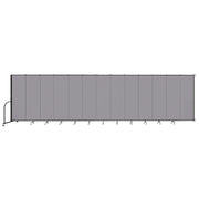 Wallmount Room Divider - 6' 8"H x 23' 10" - 13 Panel, Select Gray, Fabric