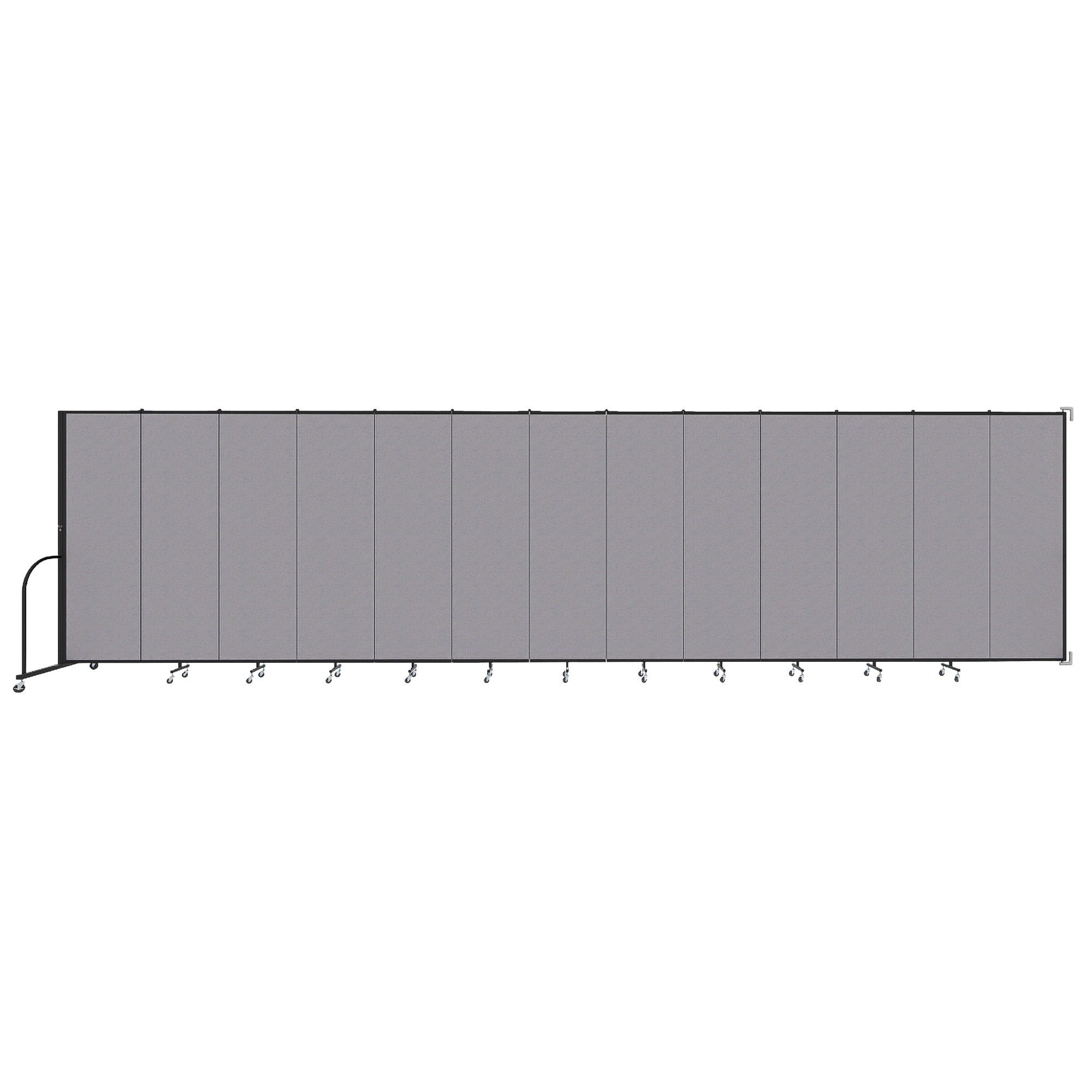 Wallmount Room Divider - 6' 8"H x 23' 10" - 13 Panel, Select Gray, Fabric