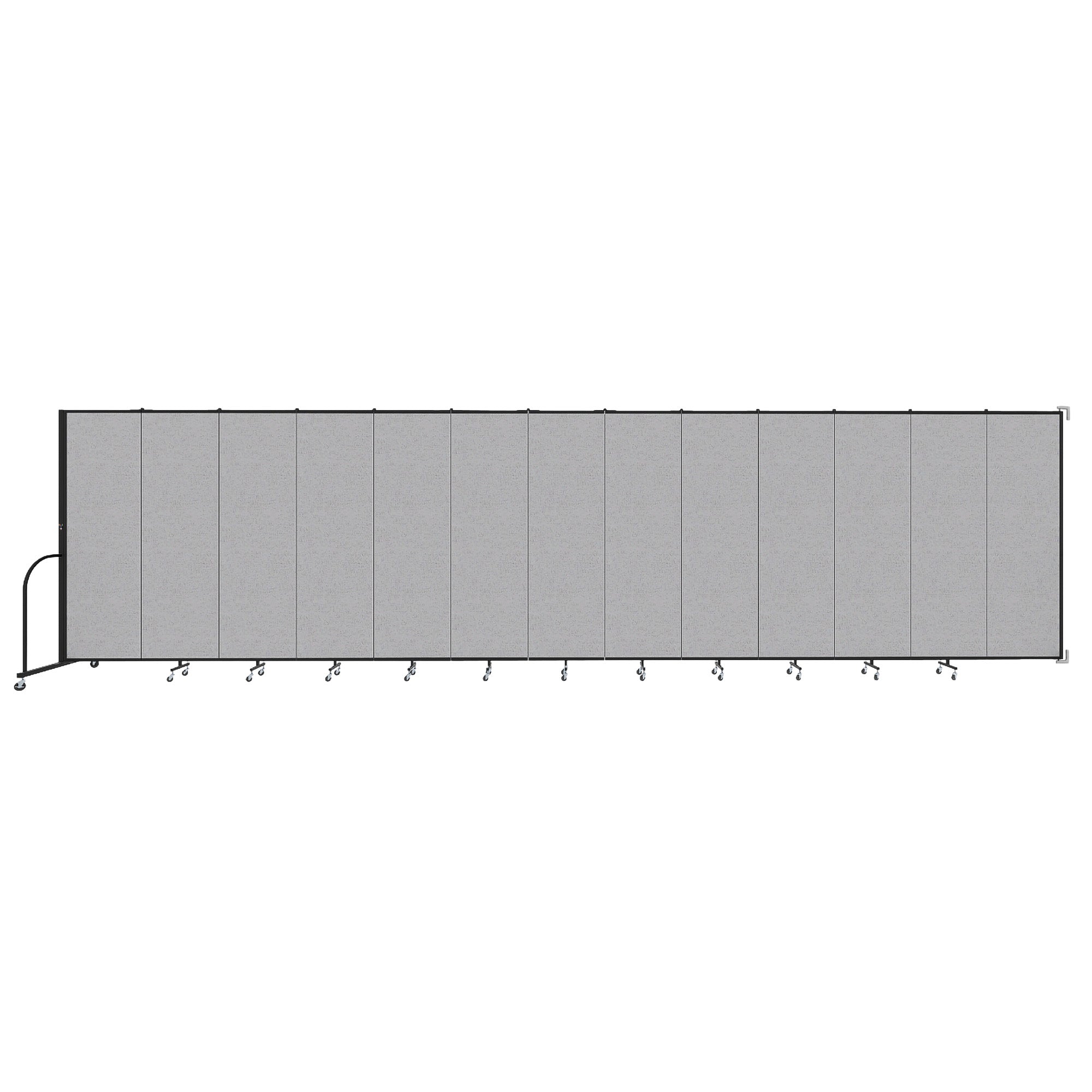 Wallmount Room Divider - 6' 8"H x 23' 10" - 13 Panel, Gray Smoke, Fabric