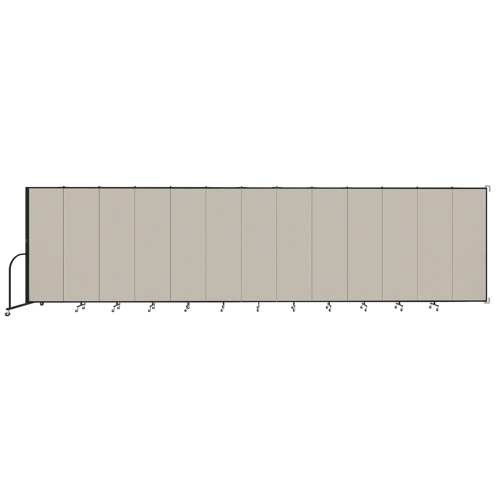 Wallmount Room Divider - 6' 8"H x 23' 10" - 13 Panel, Sand, Fabric