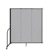 Wallmount Room Divider - 6' 8"H x 5' 6"L - 3 Panel, Gray Smoke, Fabric