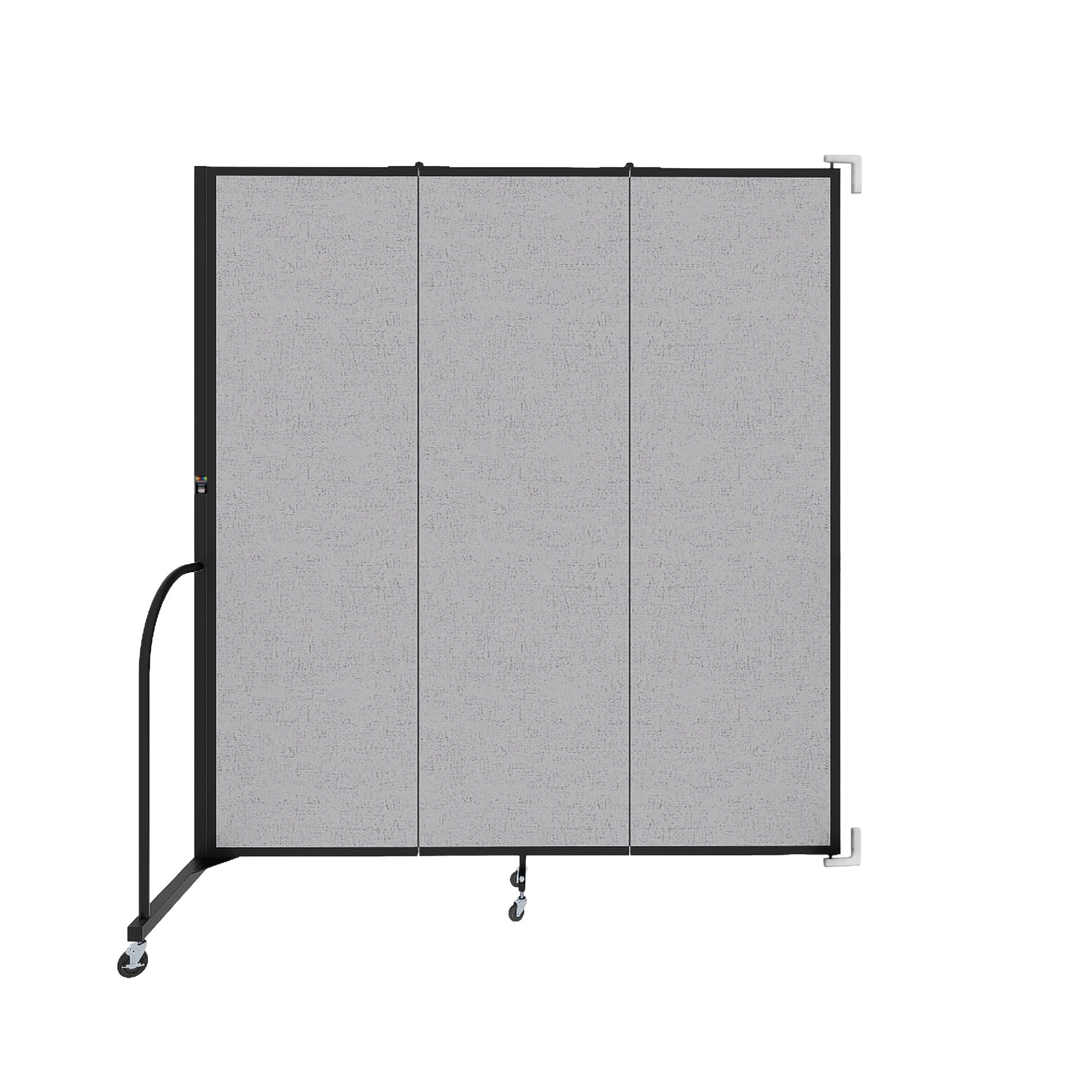 Wallmount Room Divider - 6' 8"H x 5' 6"L - 3 Panel, Gray Smoke, Fabric