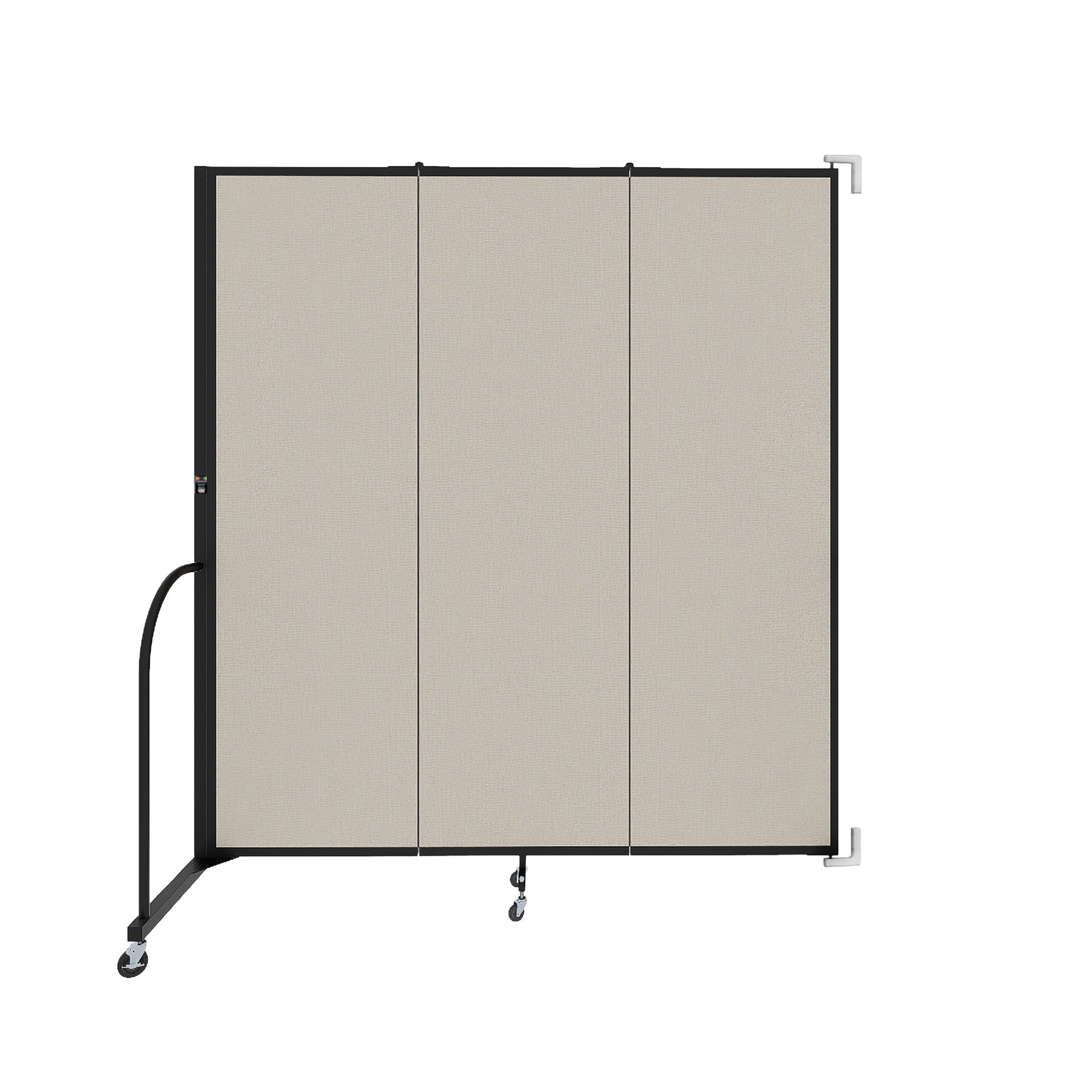 Wallmount Room Divider - 6' 8"H x 5' 6"L - 3 Panel, Sand, Fabric