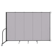 Wallmount Room Divider - 6' 8"H x 9' 2"L - 5 Panel, Select Gray, Fabric