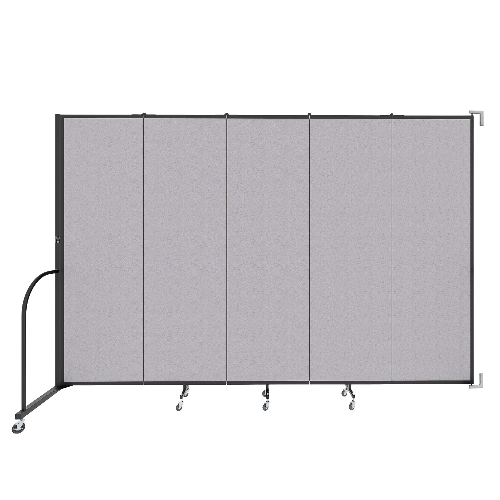 Wallmount Room Divider - 6' 8"H x 9' 2"L - 5 Panel, Select Gray, Fabric