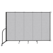 Wallmount Room Divider - 6' 8"H x 9' 2"L - 5 Panel, Gray Smoke, Fabric