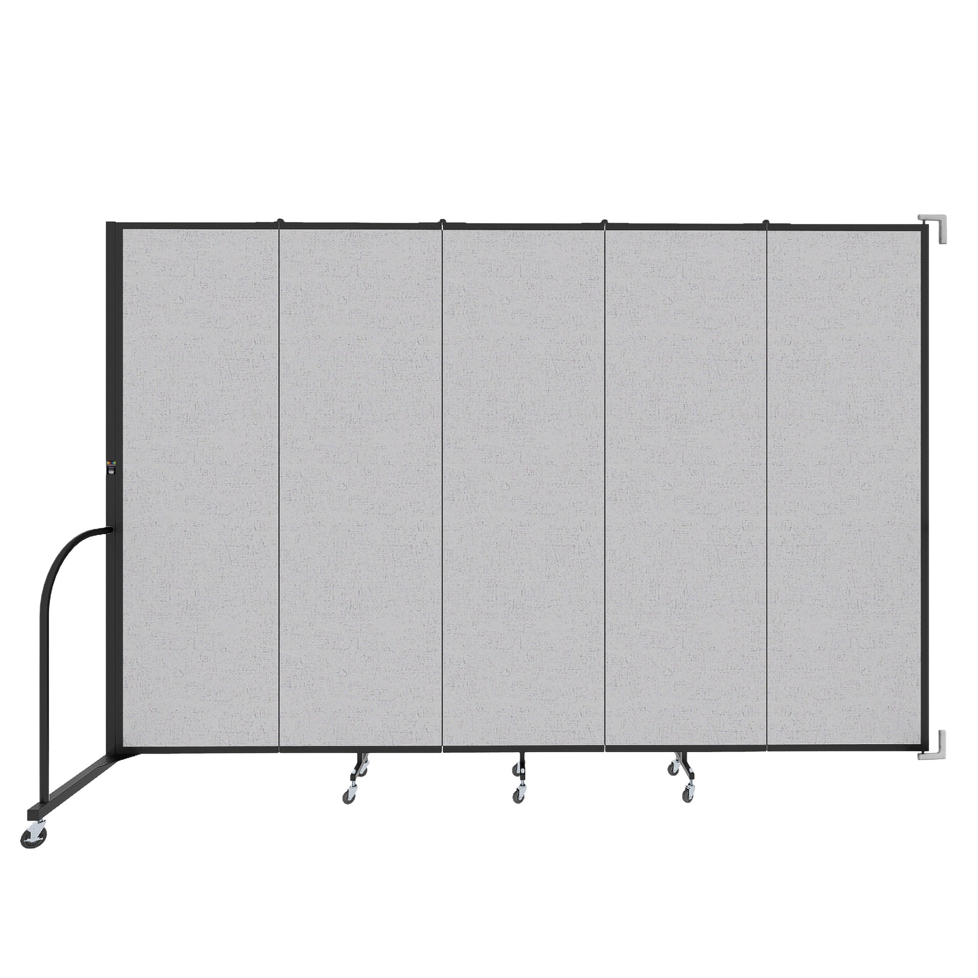 Wallmount Room Divider - 6' 8"H x 9' 2"L - 5 Panel, Gray Smoke, Fabric