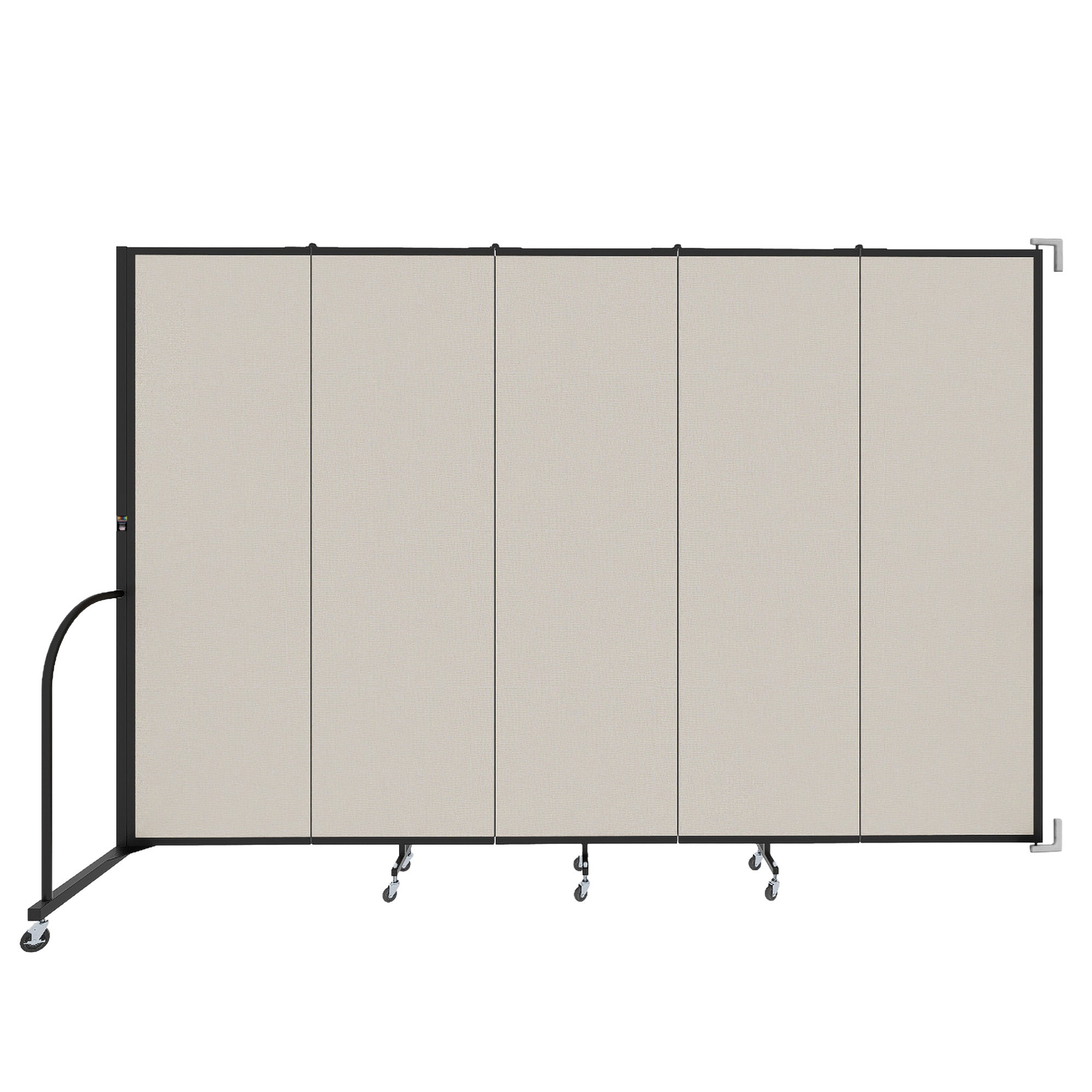 Wallmount Room Divider - 6' 8"H x 9' 2"L - 5 Panel, Sand, Fabric