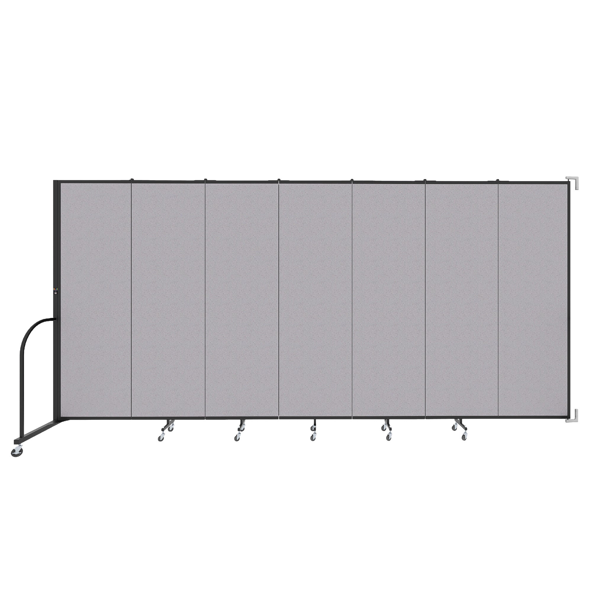 Wallmount Room Divider - 6' 8"H x 12' 10"L - 7 Panel, Select Gray, Fabric