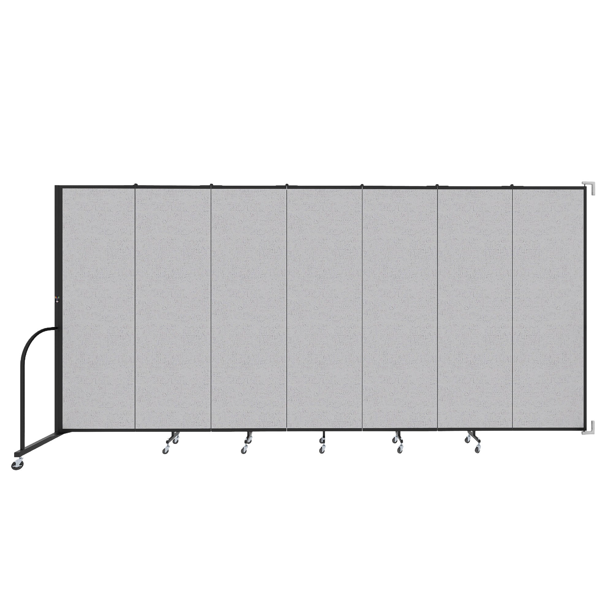 Wallmount Room Divider - 6' 8"H x 12' 10"L - 7 Panel, Gray Smoke, Fabric