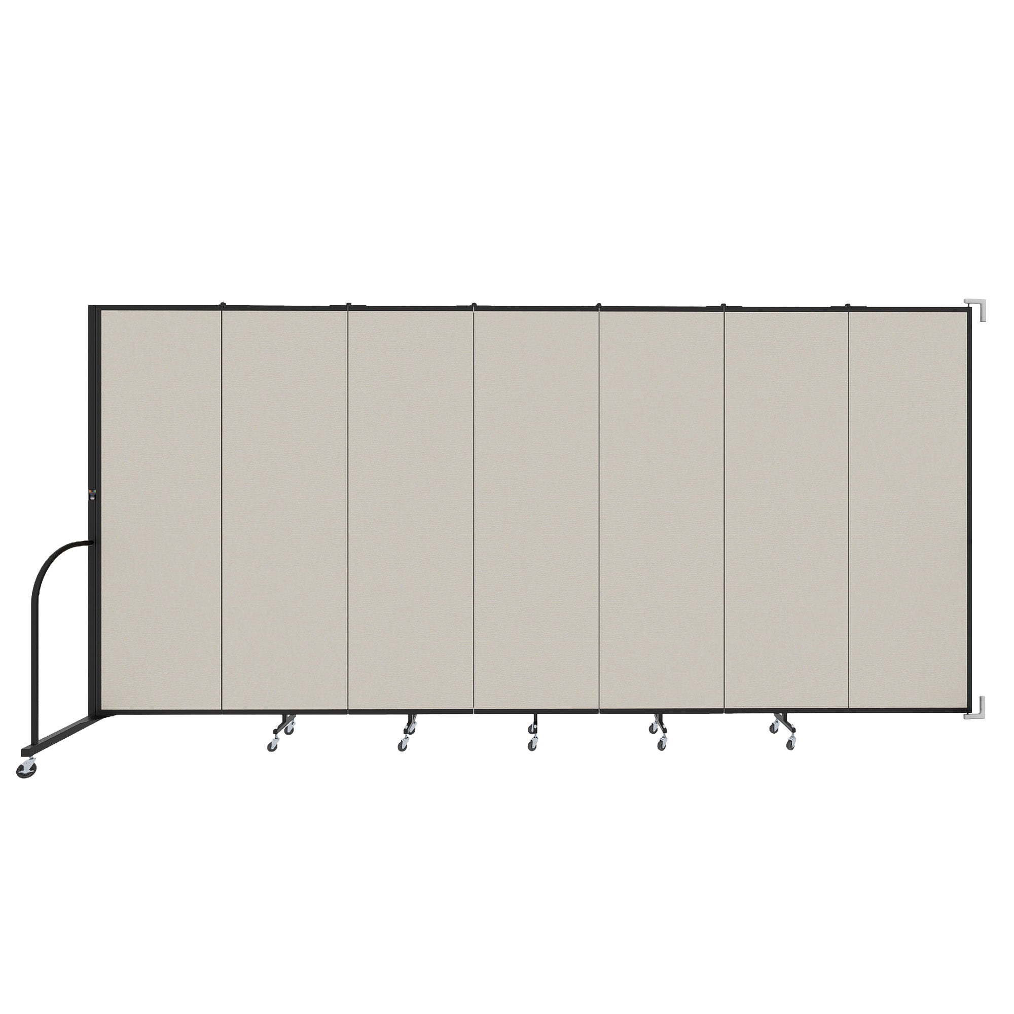 Wallmount Room Divider - 6' 8"H x 12' 10"L - 7 Panel, Sand, Fabric