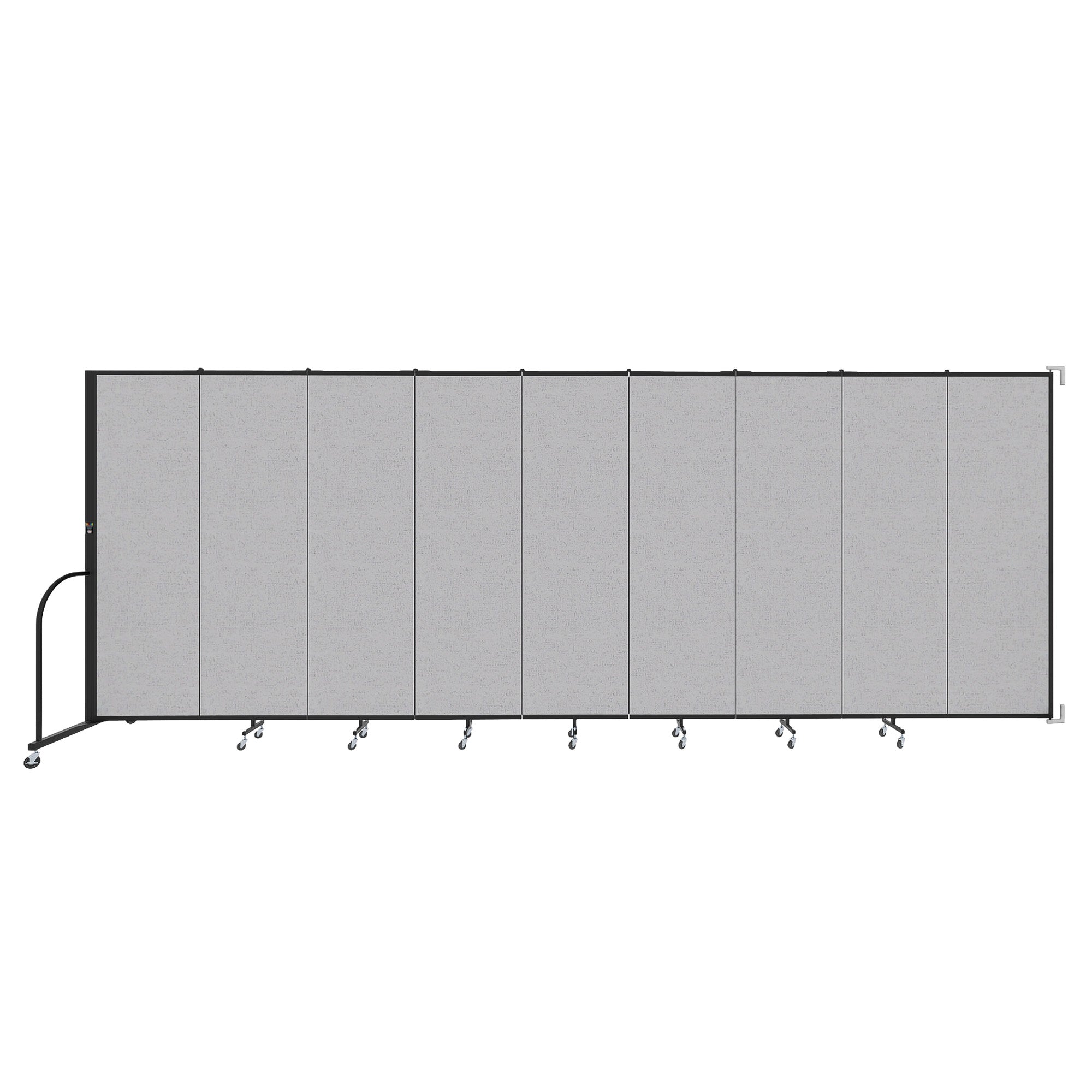 Wallmount Room Divider - 6' 8"H x 16' 6"L - 9 Panel, Gray Smoke, Fabric