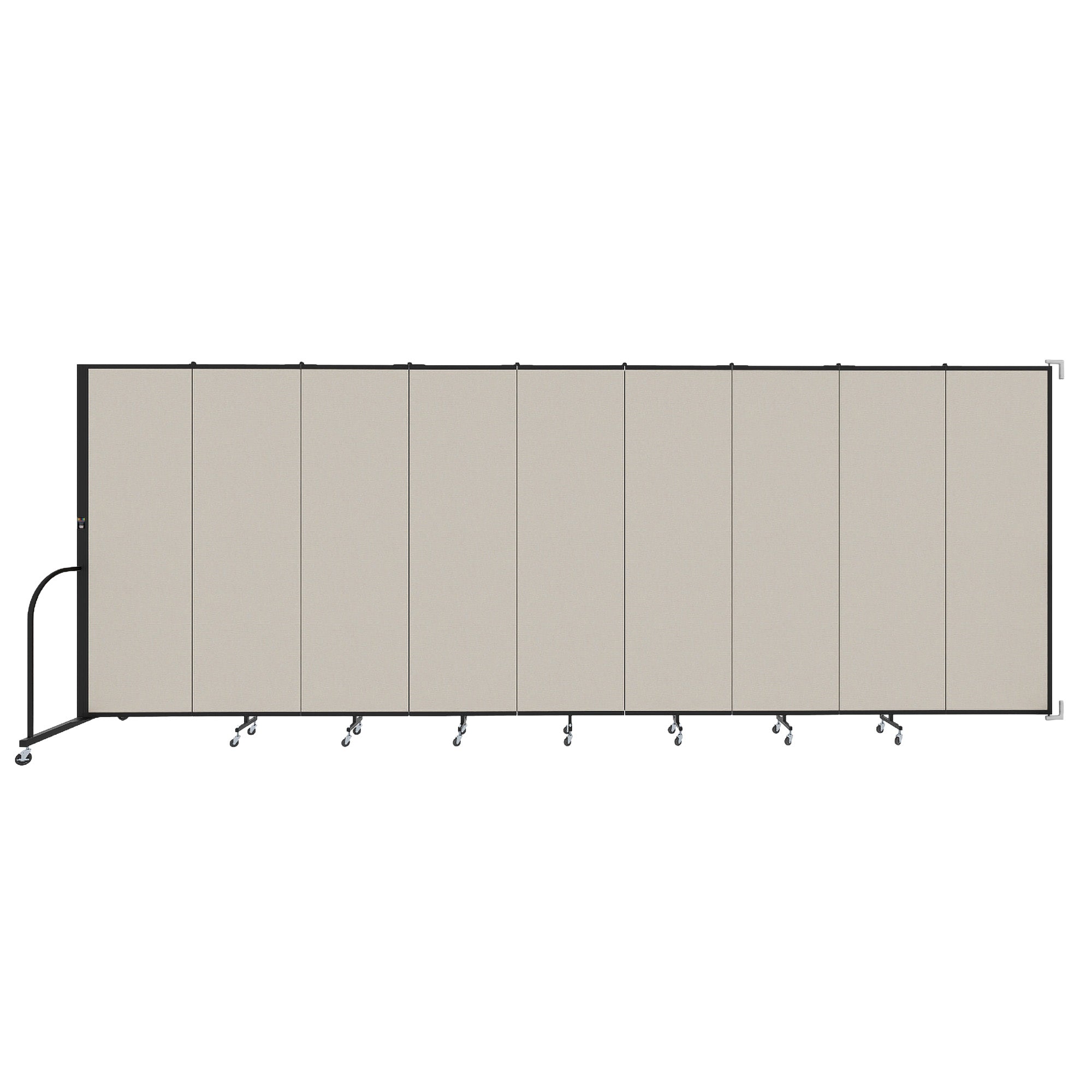Wallmount Room Divider - 6' 8"H x 16' 6"L - 9 Panel, Sand, Fabric