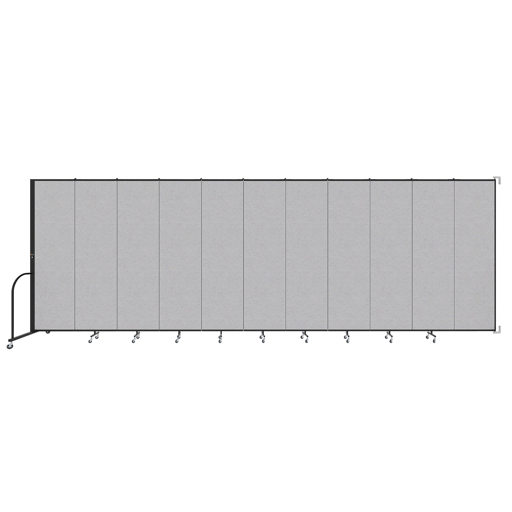 Wallmount Room Divider - 7' 4"H x 20' 2"L - 11 Panel, Gray Smoke, Fabric