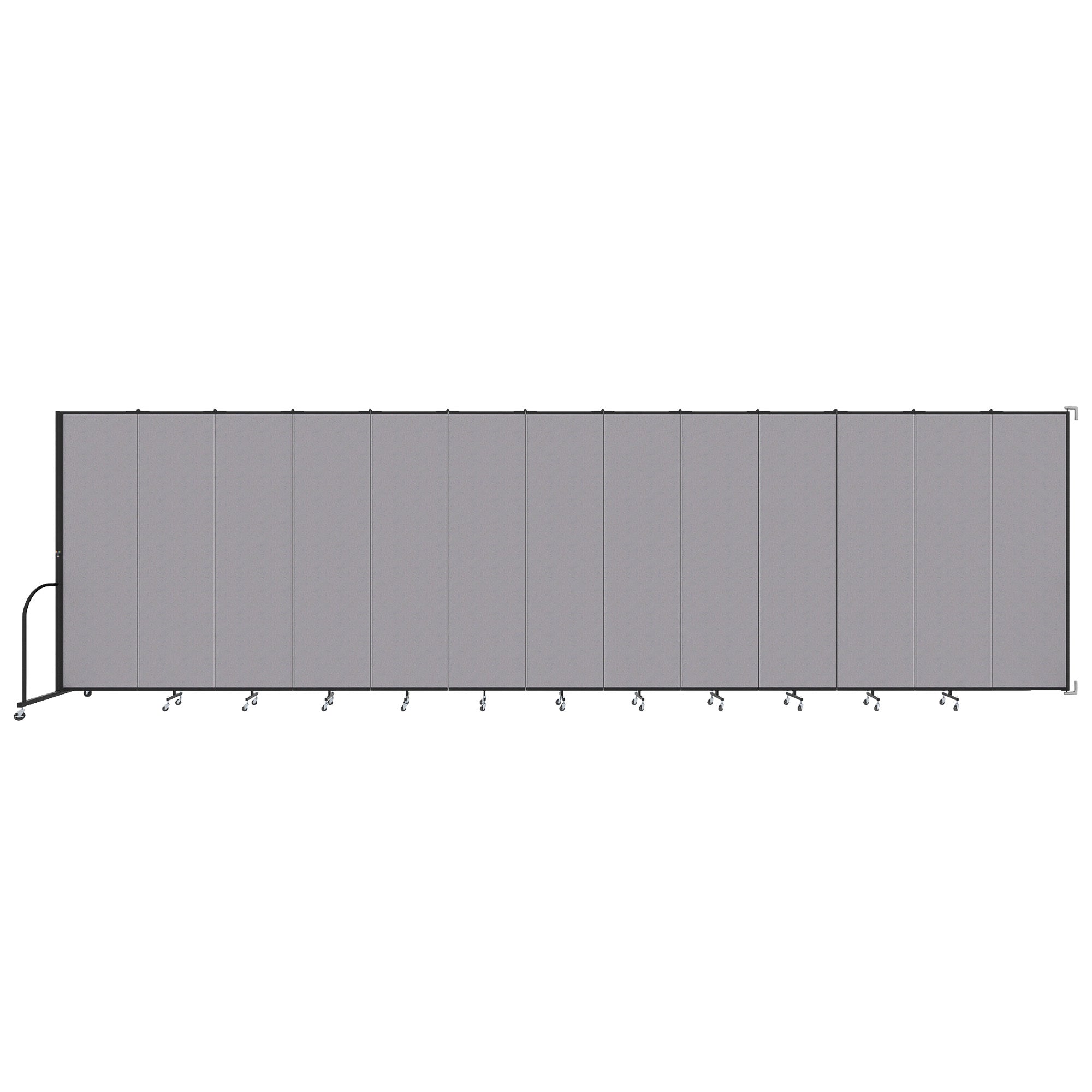 Wallmount Room Divider - 7' 4"H x 23' 10" - 13 Panel, Select Gray, Fabric
