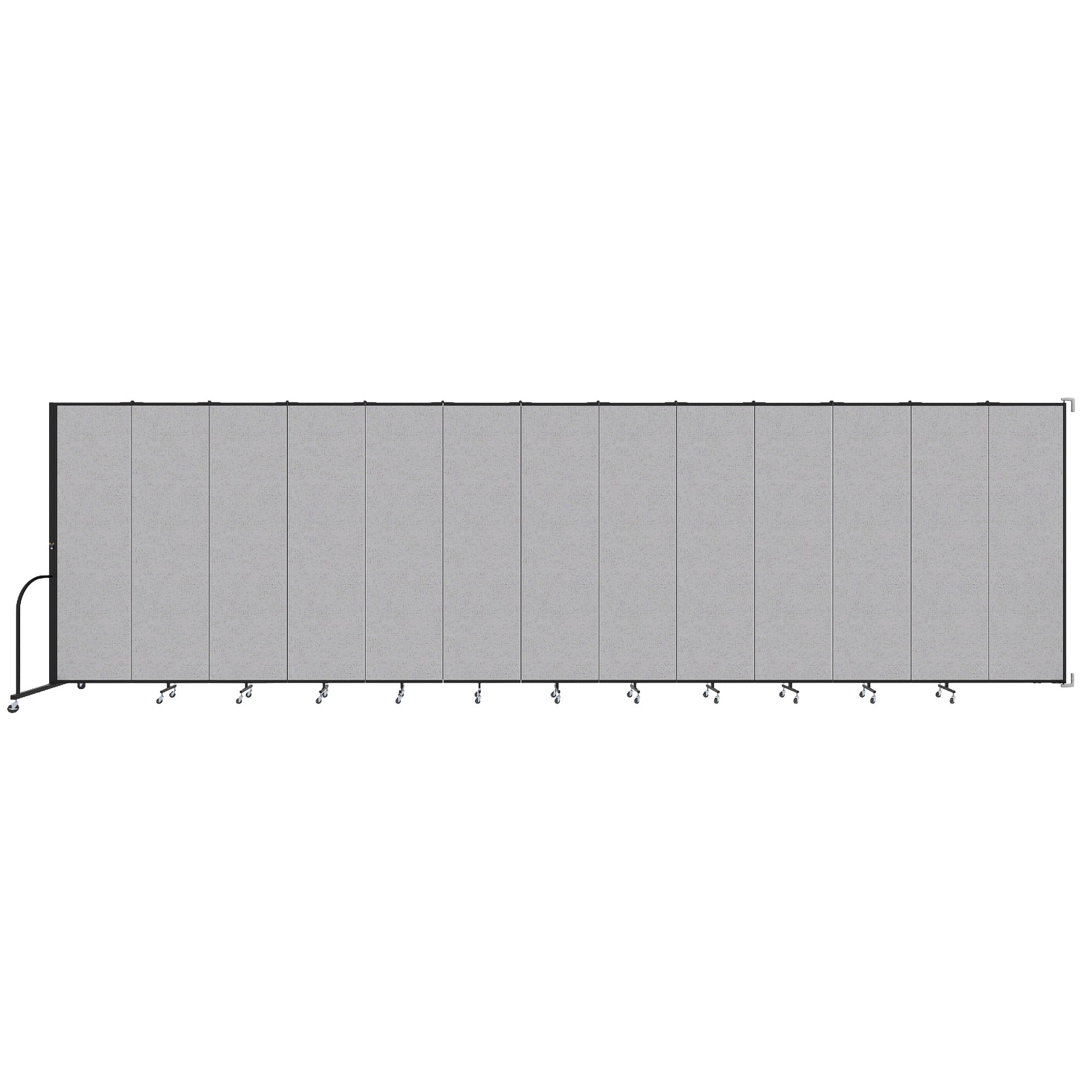 Wallmount Room Divider - 7' 4"H x 23' 10" - 13 Panel, Gray Smoke, Fabric