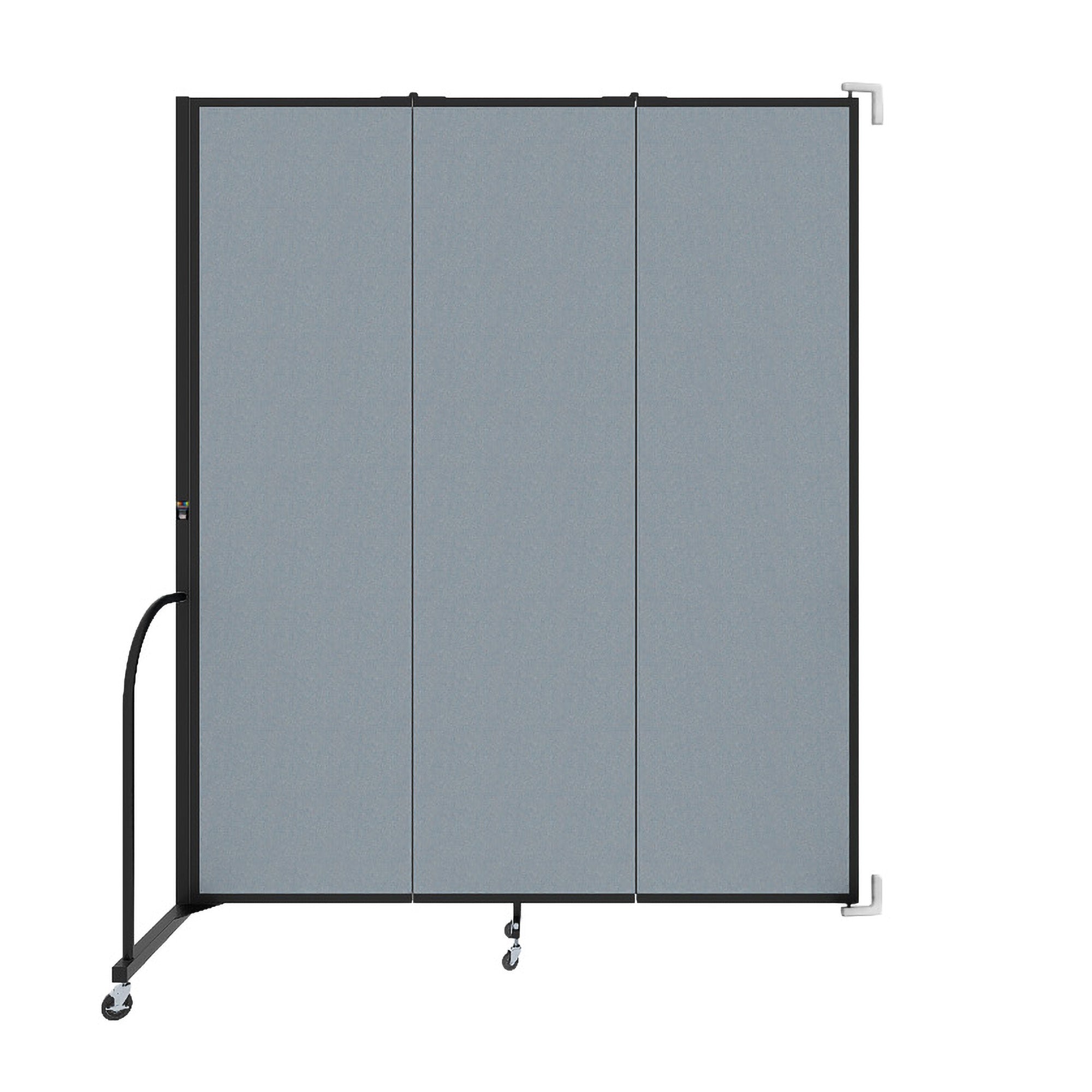Wallmount Room Divider - 7' 4"H x 5' 6"L - 3 Panel, Summer Blue, Fabric