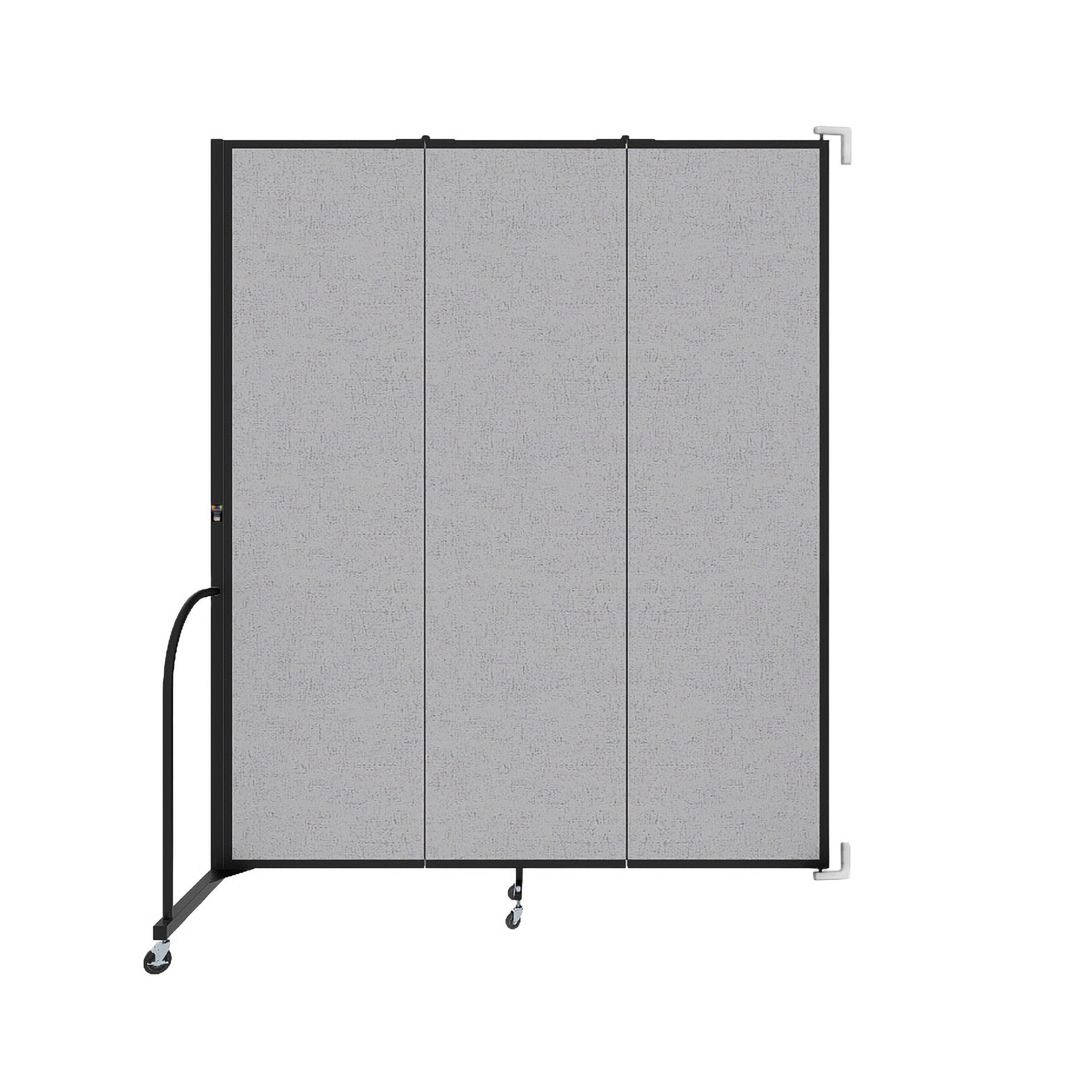 Wallmount Room Divider - 7' 4"H x 5' 6"L - 3 Panel, Gray Smoke, Fabric