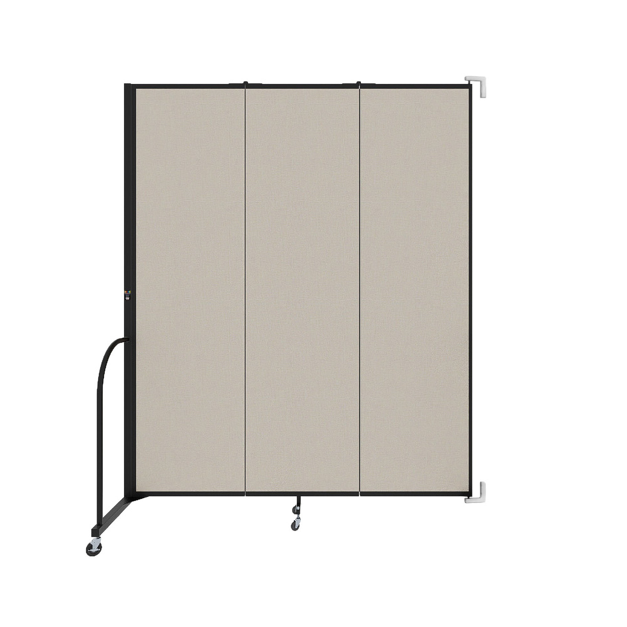 Wallmount Room Divider - 7' 4"H x 5' 6"L - 3 Panel, Sand, Fabric