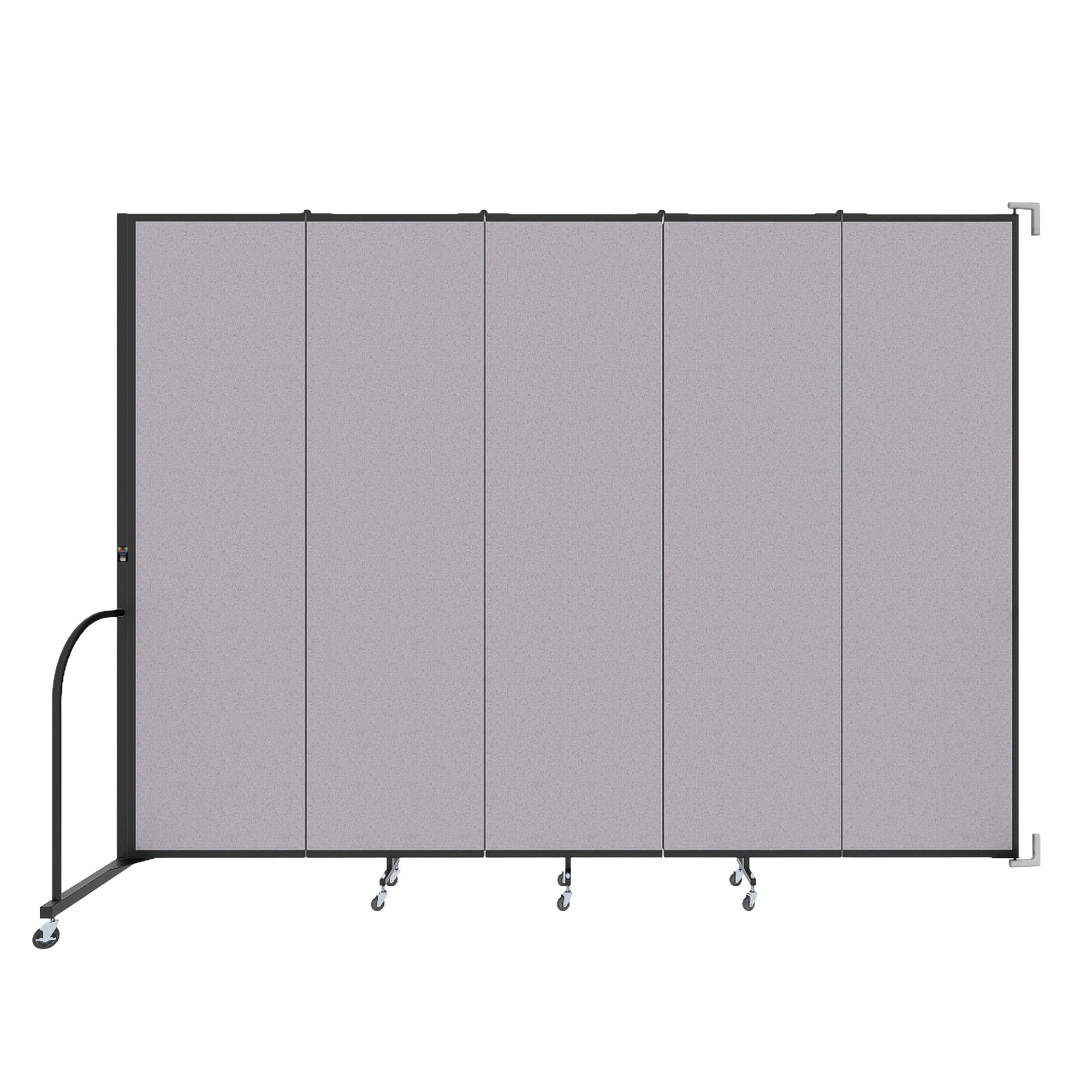 Wallmount Room Divider - 7' 4"H x 9' 2"L - 5 Panel, Select Gray, Fabric