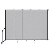 Wallmount Room Divider - 7' 4"H x 9' 2"L - 5 Panel, Gray Smoke, Fabric