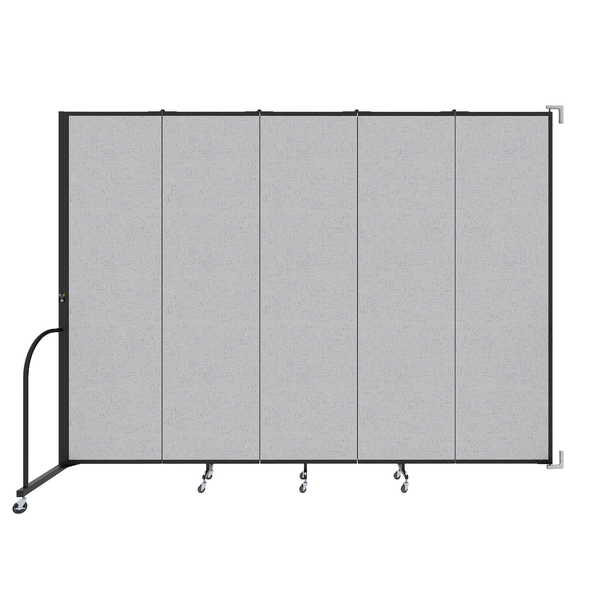 Wallmount Room Divider - 7' 4"H x 9' 2"L - 5 Panel, Gray Smoke, Fabric