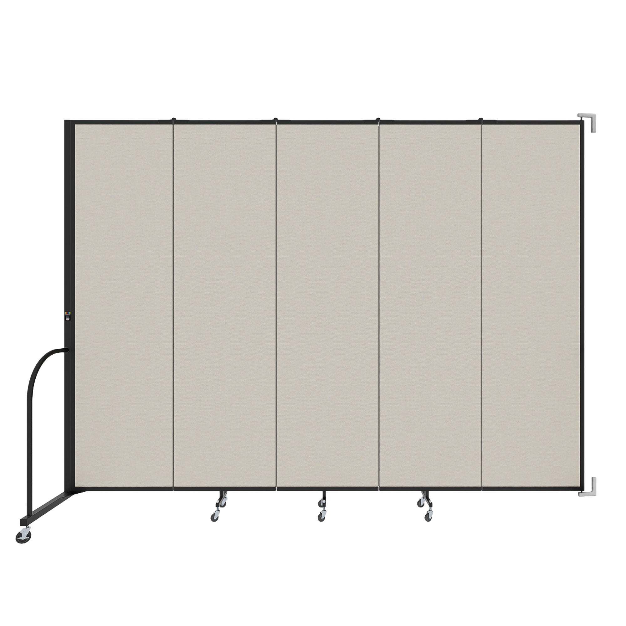 Wallmount Room Divider - 7' 4"H x 9' 2"L - 5 Panel, Sand, Fabric