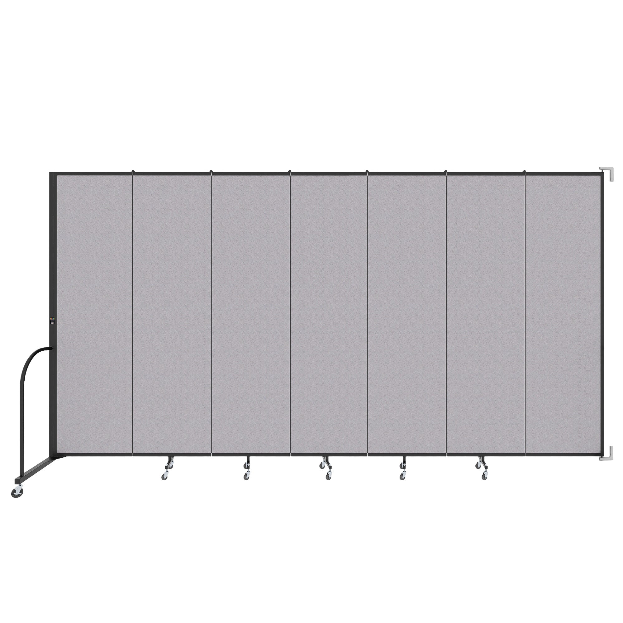 Wallmount Room Divider - 7' 4"H x 12' 10"L - 7 Panel, Select Gray, Fabric