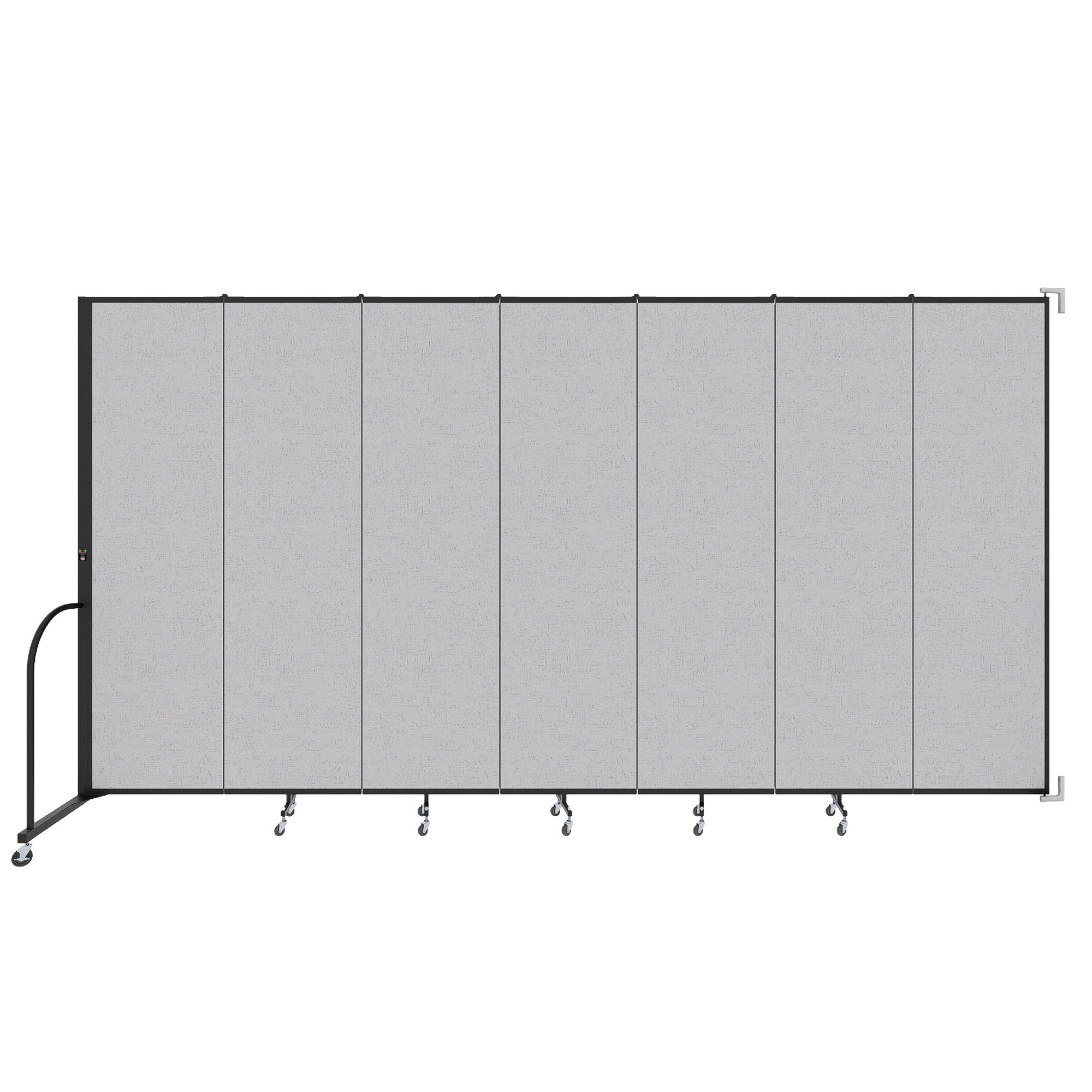 Wallmount Room Divider - 7' 4"H x 12' 10"L - 7 Panel, Gray Smoke, Fabric