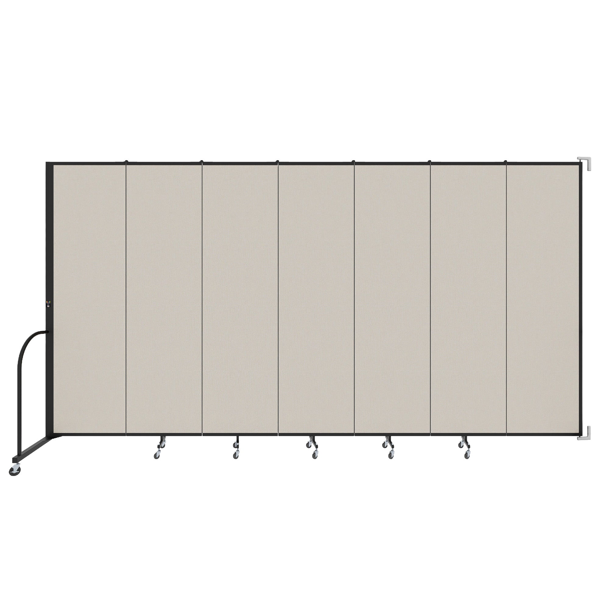 Wallmount Room Divider - 7' 4"H x 12' 10"L - 7 Panel, Sand, Fabric
