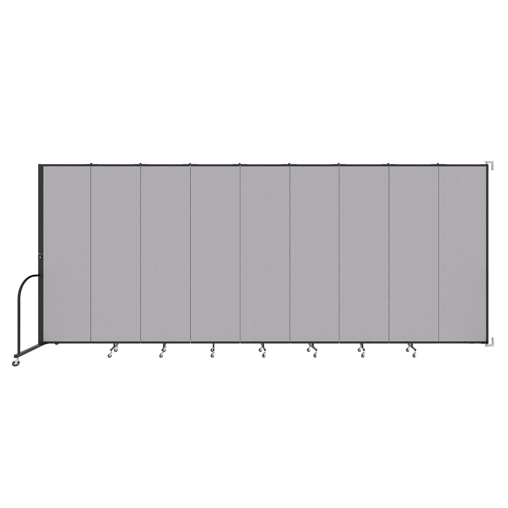 Wallmount Room Divider - 7' 4"H x 16' 6"L - 9 Panel, Select Gray, Fabric